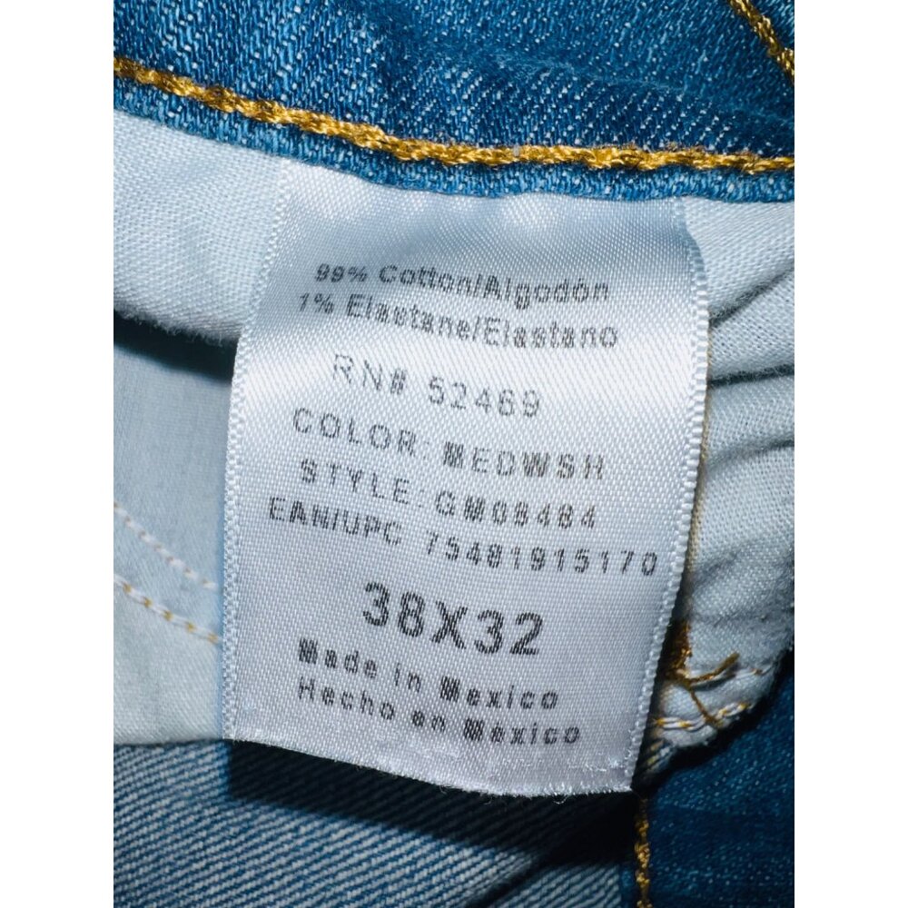 George Mens Straight Leg Jeans 38x32 Blue Cotton Blend Denim - Picture 3 of 5
